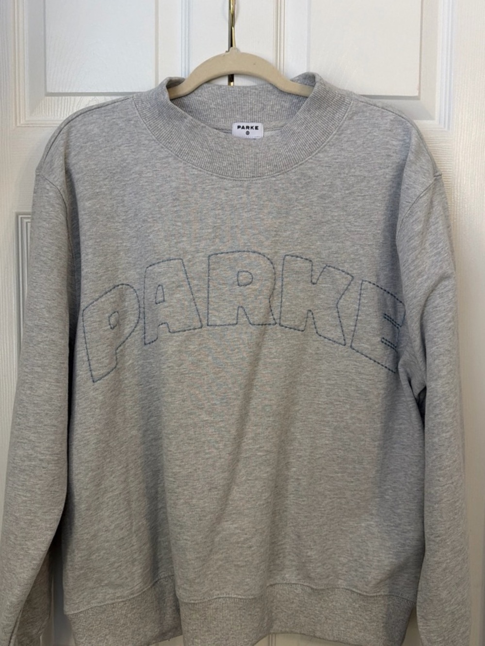 Parke Light Gray Crewneck Sweatshirt with Outlined Logo